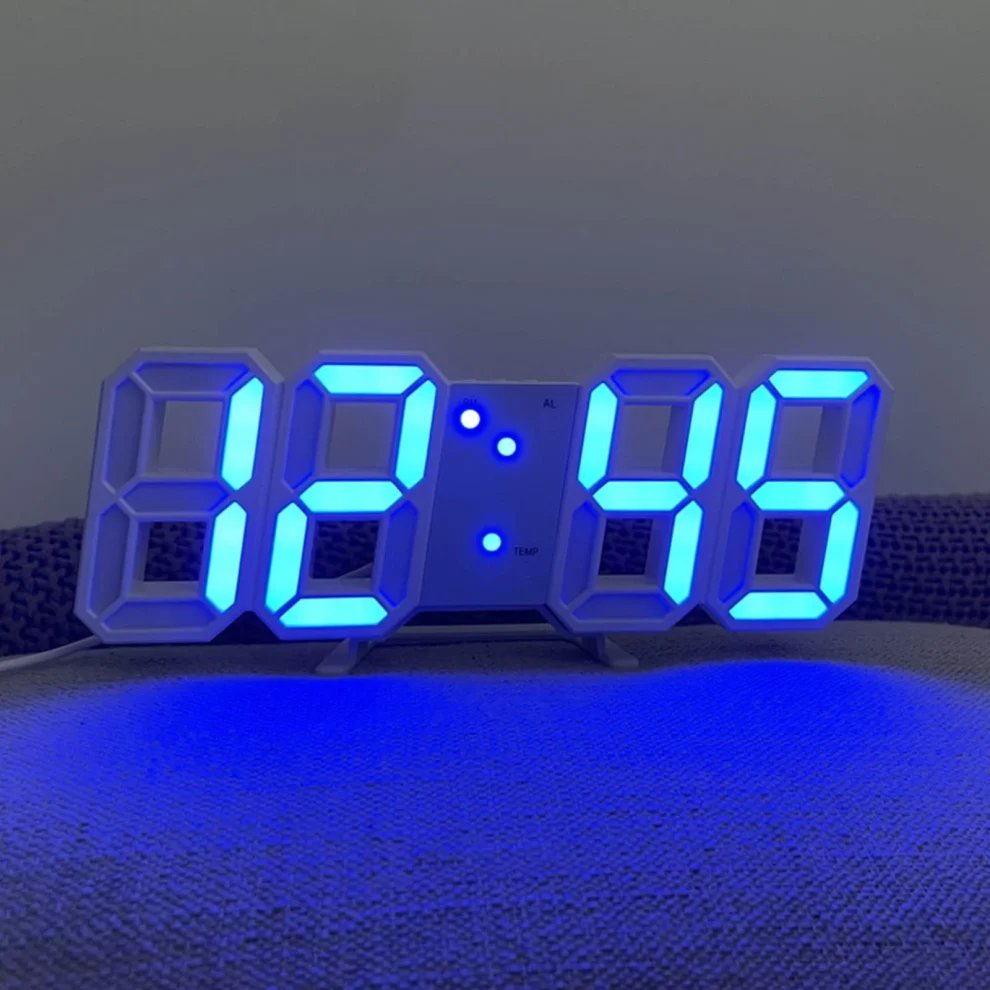 3D LED Digital Clock Glowing Decoration Wall or Table Clock – Blue LED - Gadget Zone