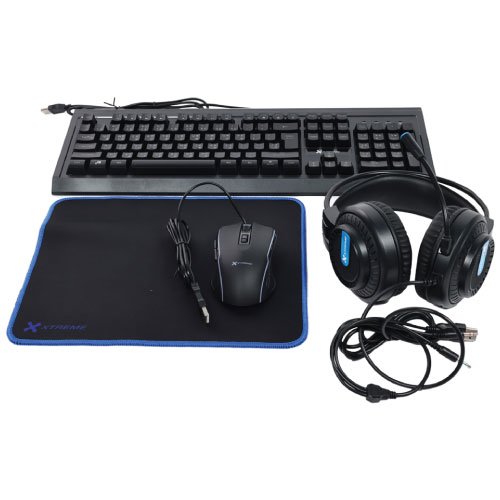 Xtreme K502C RGB Black USB Wired Gaming Keyboard, Mouse, Mouse Pad & Headphone Combo with Bangla - Accessories