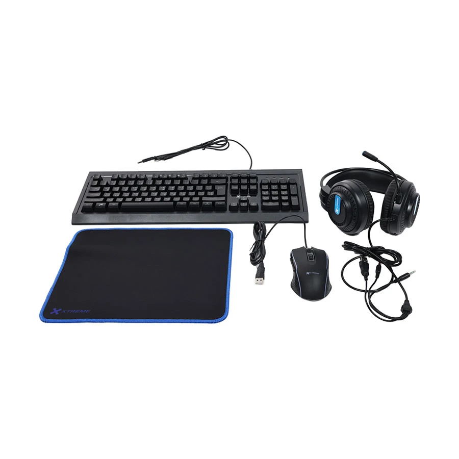 Xtreme K502C RGB Black USB Wired Gaming Keyboard, Mouse, Mouse Pad & Headphone Combo with Bangla thumbnail