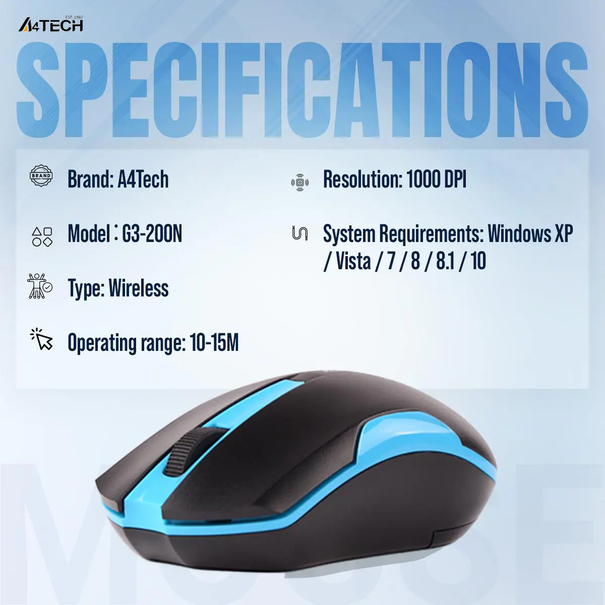 A4TECH G3-200N wireless optical mouse thumbnail